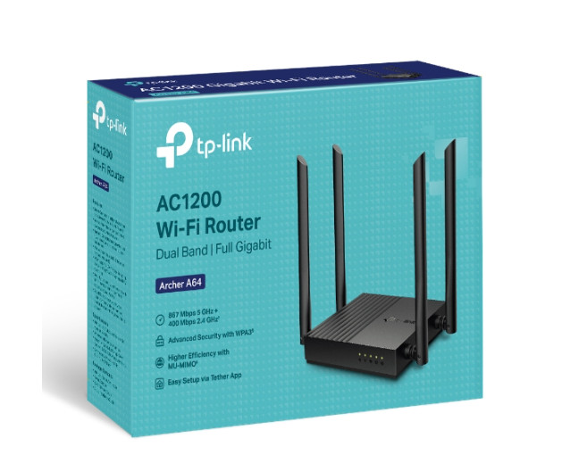 WIFI TPLINK BĂNG TẦN KÉP  Archer A64 Router WiFi AC1200